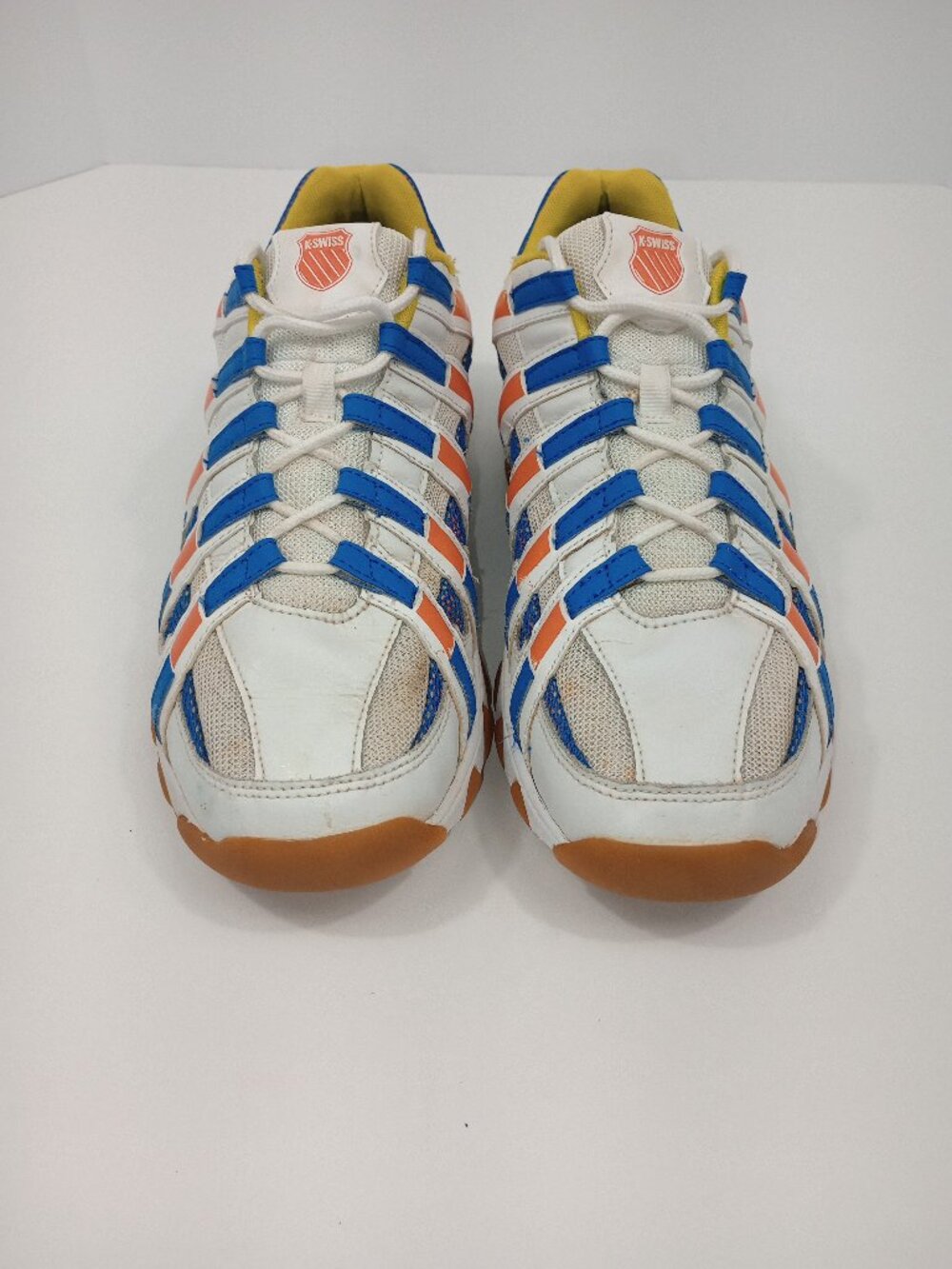 K Swiss ST429 Sneakers Men Size 11.5 Colorful White Blue Orange Athletic Shoes